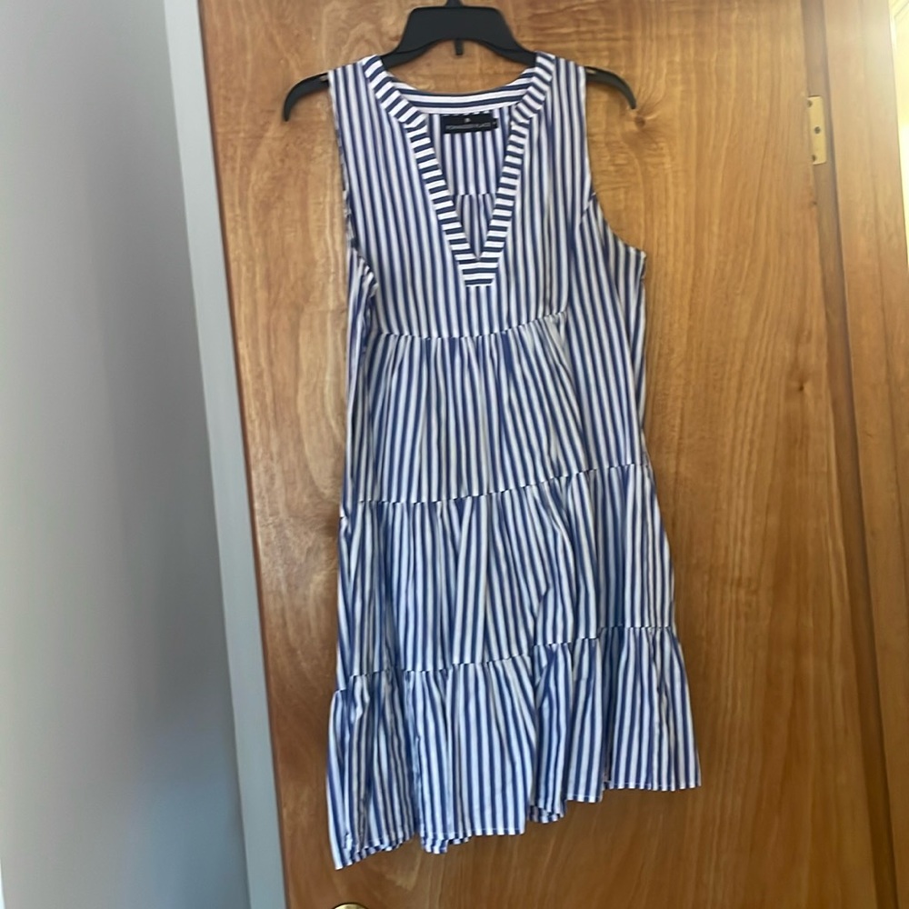Blue and white striped sleeveless sundress, size M. Tuckernuck: Pomander Place